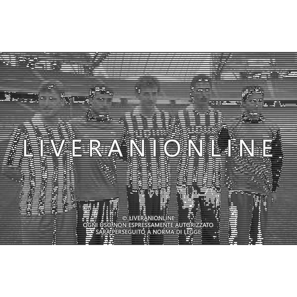 NEG- RETROSPETTIVA JUVENTUS CALCIO NELLA FOTO PRESENTAZIONE DEI NUOVI ACQUISTI: DINO BAGGIO, ANGELO PERUZZI, LAMBERTO PIOVANELLI, MASSIMO CARRERA E FABIO MARCHIORO NEL GIUGNO DELL’ANNO 1991 AG ALDO LIVERANI SAS