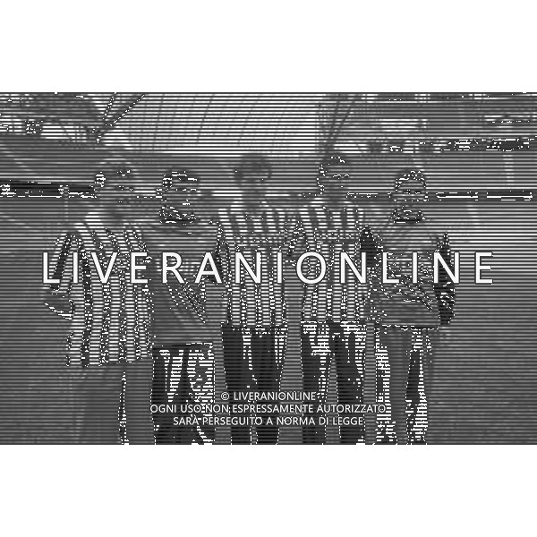 NEG- RETROSPETTIVA JUVENTUS CALCIO NELLA FOTO PRESENTAZIONE DEI NUOVI ACQUISTI: DINO BAGGIO, ANGELO PERUZZI, LAMBERTO PIOVANELLI, MASSIMO CARRERA E FABIO MARCHIORO NEL GIUGNO DELL’ANNO 1991 AG ALDO LIVERANI SAS