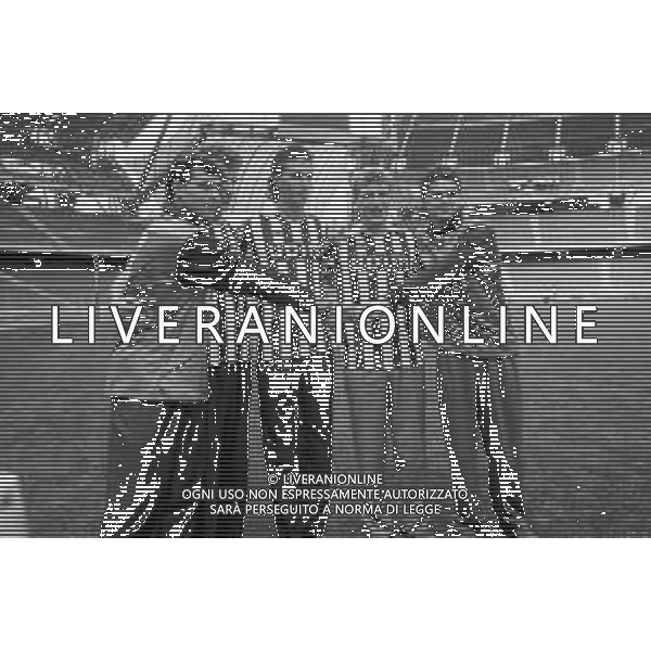 NEG- RETROSPETTIVA JUVENTUS CALCIO NELLA FOTO PRESENTAZIONE DEI NUOVI ACQUISTI: DINO BAGGIO, ANGELO PERUZZI, LAMBERTO PIOVANELLI, MASSIMO CARRERA E FABIO MARCHIORO NEL GIUGNO DELL’ANNO 1991 AG ALDO LIVERANI SAS