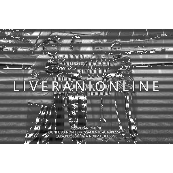 NEG- RETROSPETTIVA JUVENTUS CALCIO NELLA FOTO PRESENTAZIONE DEI NUOVI ACQUISTI: DINO BAGGIO, ANGELO PERUZZI, LAMBERTO PIOVANELLI, MASSIMO CARRERA E FABIO MARCHIORO NEL GIUGNO DELL’ANNO 1991 AG ALDO LIVERANI SAS