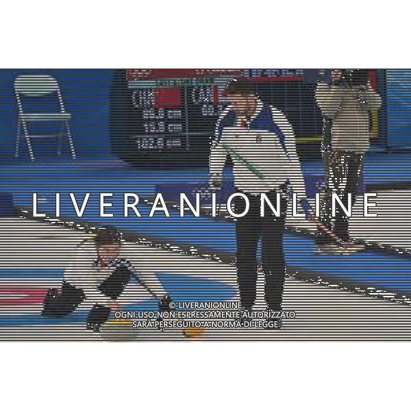 TVPG Olimpiadi invernali Bejing2022 nella foto Amos Mosaner e Stefania Constantini nella finale olimpica Curling nel doppio misto 4/20-02-2022 Pechino (Cina) foto pasquale golia-ag aldo liverani sas