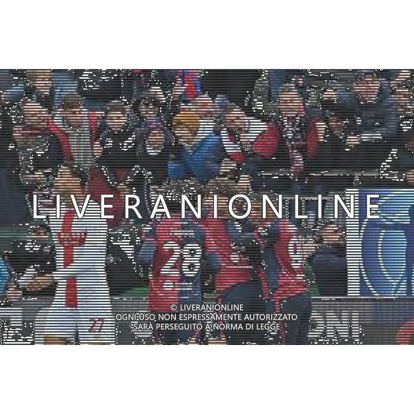 22-11-2025. Cagliari calcio-Genoa F.C: calcio, 12° giornta serie A 2025/2026, campionato calcio Italia, stadio Unipol Domus Cagliari. Foto Salvatore Moi/Agenzia Aldo Liverani s.as. Nella foto: Gol Cagliari in casa allo stadio Unipol Domus contro Sassuolo. Segna: Gennaro Borrelli Cagliari ©MOI SALVATORE - AGENZIA ALDO LIVERANI SAS