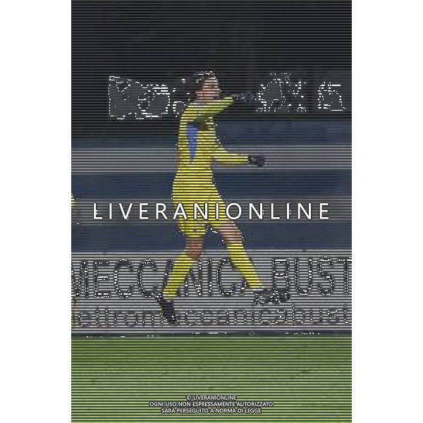 TVRCOR – Pro Patria vs Pergolettese – Serie C 15a giornata Campionato Calcio Serie C Lega Pro Busto Arsizio (VA) 21-11-2025 Stadio Carlo Speroni nella foto esultanza Niccolo Corti (Pergolettese) foto roberta corradin-ag aldo liverani sas