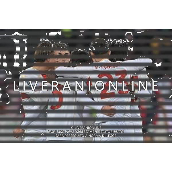 22-11-2025. Cagliari calcio-Genoa F.C: calcio, 12° giornta serie A 2025/2026, campionato calcio Italia, stadio Unipol Domus Cagliari. Foto Salvatore Moi/Agenzia Aldo Liverani s.as. Nella foto: Gol Cagliari in casa allo stadio Unipol Domus contro Genoa. Segna: Aaron Martin Genoa ©MOI SALVATORE - AGENZIA ALDO LIVERANI SAS