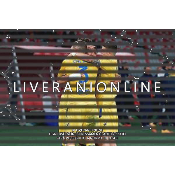 TVEM November 22, 2025 Bari, Italy - SSC Bari vs Frosinone Calcio - Italian Soccer Serie B 2025/2026 - San Nicola Stadium. In the pic: Farès Ghedjemis of Frosinone Calcio celebrates after scoring a goal with teammates ©TVEM Emmanuele Mastrodonato - AGENZIA ALDO LIVERANI SAS