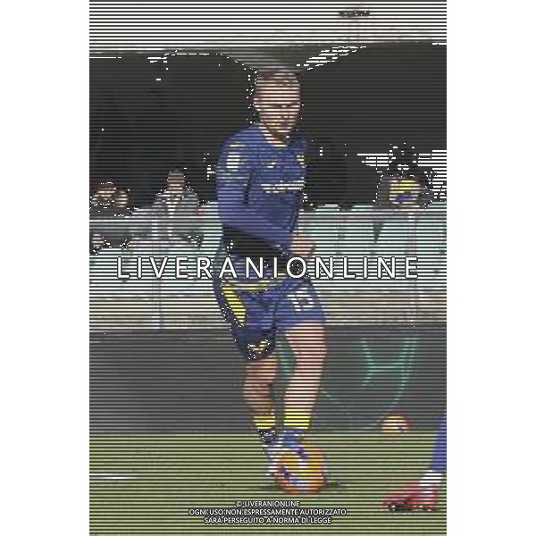 Victor Nelsson of Hellas Verona FC play the ball during Hellas Verona FC vs Parma Calcio FC, 12° Serie A Enilive 2025-26 game at Marcantonio Bentegodi stadium in Verona (VR), Italy, on November 23, 2025. (Photo by Davide Casentini) AG ALDO LIVERANI SAS