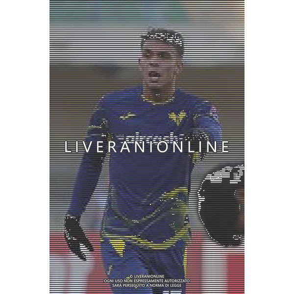 Giovane Santana do Nascimiento of Hellas Verona FC gestures during Hellas Verona FC vs Parma Calcio FC, 12° Serie A Enilive 2025-26 game at Marcantonio Bentegodi stadium in Verona (VR), Italy, on November 23, 2025. (Photo by Davide Casentini) AG ALDO LIVERANI SAS