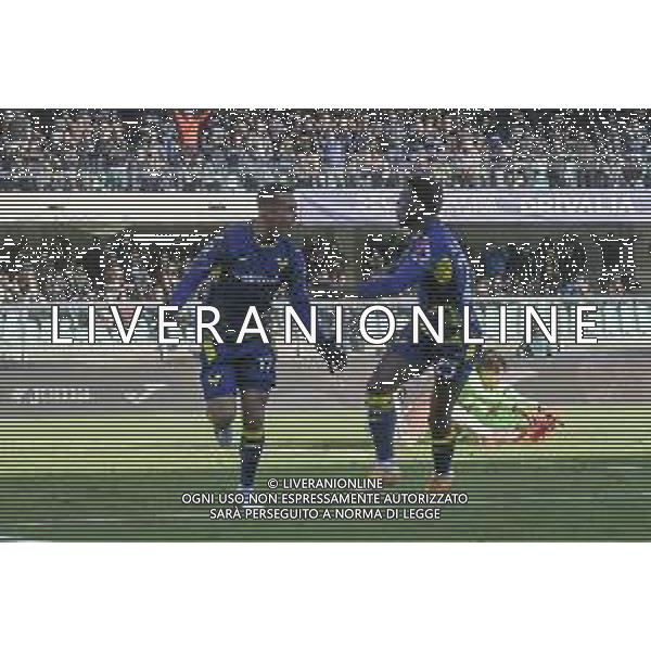 Giovane Santana do Nascimiento of Hellas Verona FC celebrates after scoring during Hellas Verona FC vs Parma Calcio FC, 12° Serie A Enilive 2025-26 game at Marcantonio Bentegodi stadium in Verona (VR), Italy, on November 23, 2025. (Photo by Davide Casentini) AG ALDO LIVERANI SAS