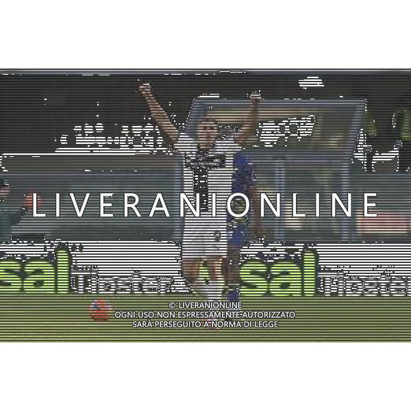 Matteo Pellegrino of Parma AC celebrate the victory at the end of Hellas Verona FC vs Parma Calcio FC, 12° Serie A Enilive 2025-26 game at Marcantonio Bentegodi stadium in Verona (VR), Italy, on November 23, 2025. (Photo by Davide Casentini) AG ALDO LIVERANI SAS