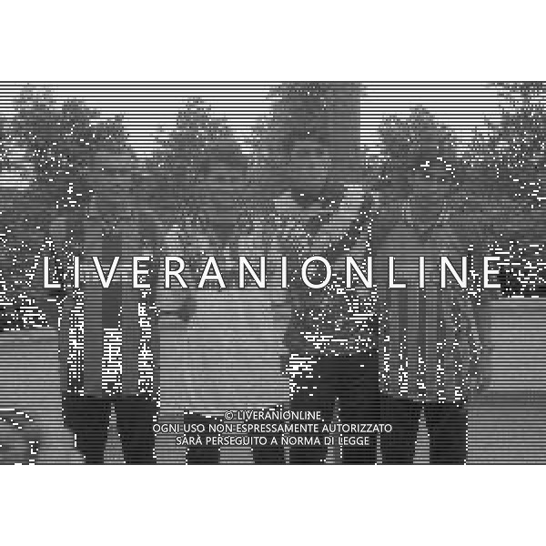 NEG--1995-1996 MILANO RADUNO INTER ALL\'HARBOUR CLUB NELLA FOTO GIUSEPPE BERGOMI CON MAURIZIO GANZ GIANLUCA PAGLIUCA E RAMBERT SEBASTIAN AG ALDO LIVERNI SAS
