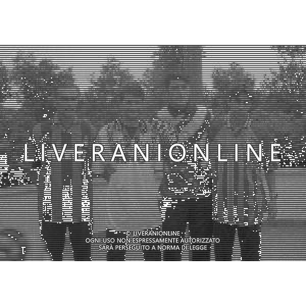NEG--1995-1996 MILANO RADUNO INTER ALL\'HARBOUR CLUB NELLA FOTO GIUSEPPE BERGOMI CON MAURIZIO GANZ GIANLUCA PAGLIUCA E RAMBERT SEBASTIAN AG ALDO LIVERNI SAS