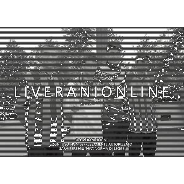 NEG--1995-1996 MILANO RADUNO INTER ALL\'HARBOUR CLUB NELLA FOTO GIUSEPPE BERGOMI CON MAURIZIO GANZ GIANLUCA PAGLIUCA E RAMBERT SEBASTIAN AG ALDO LIVERNI SAS