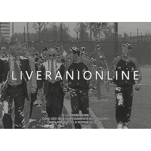 NEG--1995-1996 MILANO RADUNO INTER ALL\'HARBOUR CLUB NELLA FOTO LUCIANO CASTELLINI OTTAVIO BIANCHI CON MAURIZIO GANZ E BENITO CARBONE AG ALDO LIVERNI SAS