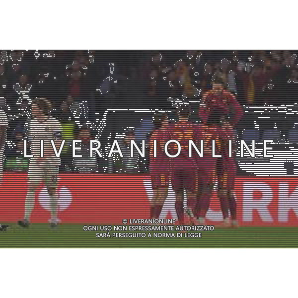 Roma vs Midtjylland Europa League - 5 Giornata Stadio Olimpico - Roma 27-11-2025 nella foto Esultanza Roma Foto Federico Gaetano - ag Aldo liverani- AGENZIA ALDO LIVERANI SAS