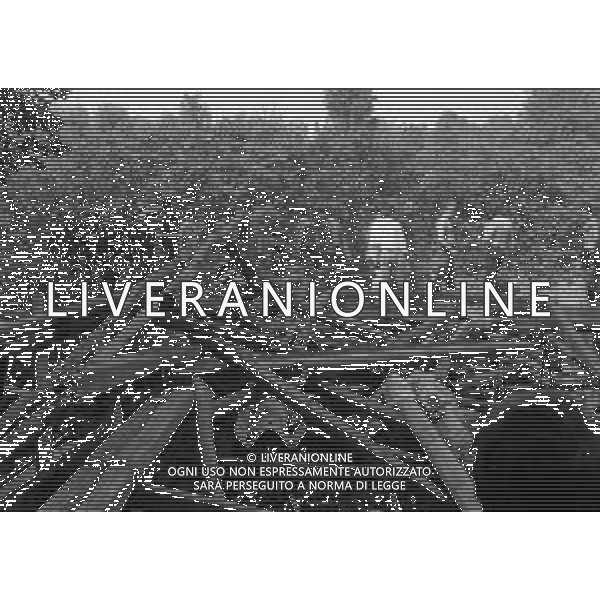 NEG-12-09-1976 GRAN PREMIO D\'ITALIA F1 A MONZA NELLA FOTO CROLLO DEL PANNELLO PUBBLICITARIO A MONZA AG ALDO LIVERANI SAS