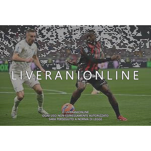 Milan vs Lazio nella foto Adam Marusic (Lazio) e Youssouf Fofana (Milan) Milano 29-11-2025 Stadio Giuseppe Meazza - San Siro Milan vs Lazio Campionato Serie A Enilive - 13a giornata foto Roberto Garavaglia/Agenzia Aldo Liverani sas