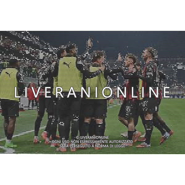 Milan vs Lazio nella foto giocatori Milan esultanza dopo il gol dell\'1 a 0 Milano 29-11-2025 Stadio Giuseppe Meazza - San Siro Milan vs Lazio Campionato Serie A Enilive - 13a giornata foto Roberto Garavaglia/Agenzia Aldo Liverani sas