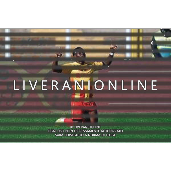 TVEM November 30, 2025 Lecce, Italy - US Lecce vs Torino FC - Italian soccer serie A 2025/26 - Via Del Mare Stadium. In the pic: Lameck Banda of US Lecce celebrates after scoring a goal ©TVEM Emmanuele Mastrodonato - AGENZIA ALDO LIVERANI SAS
