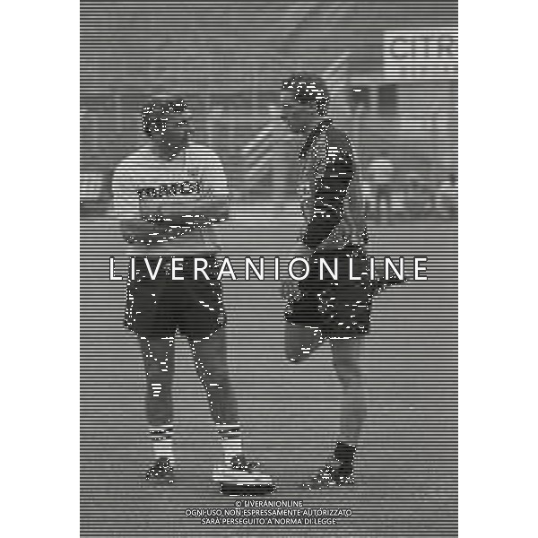NEG-1989-1990 BERGAMO-ALLENAMENTO ATALANTA CALCIO NELLA FOTO FABRIZIO FERRON E ZACCARIA COMETTI AG ALDO LIVERANI SAS