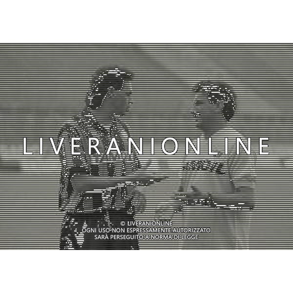 NEG-1989-1990 BERGAMO-ALLENAMENTO ATALANTA CALCIO NELLA FOTO EMILIANO MONDONICO CON EVAIR AG ALDO LIVERANI SAS