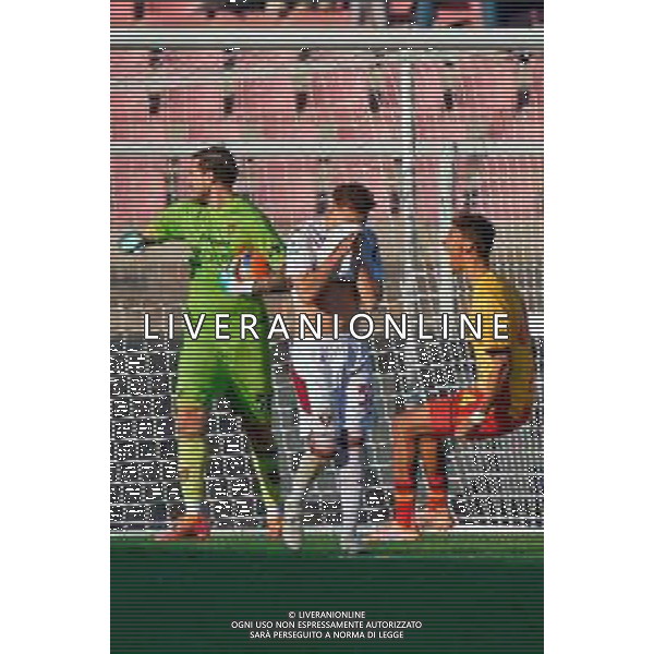 TVEM November 30, 2025 Lecce, Italy - US Lecce vs Torino FC - Italian soccer serie A 2025/26 - Via Del Mare Stadium. In the pic: Kristjan Asllani of Torino FC disappointment, Wladimiro Falcone of US Lecce celebrates ©TVEM Emmanuele Mastrodonato - AGENZIA ALDO LIVERANI SAS
