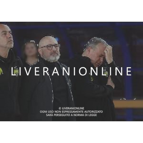 IMOLA 29 11 2025 VIRTUS IMOLA-VERODOL CBD PIELLE LIVORNO SERIE B1 NELLA FOTO DA DESTRA PRESIDENTE STEFANO LORETI,ALLENATORE GIANLUIGI GALETTI E VICE ALLENATORE AKI ZARIFI foto gianni sanna-ag aldo liverani sas