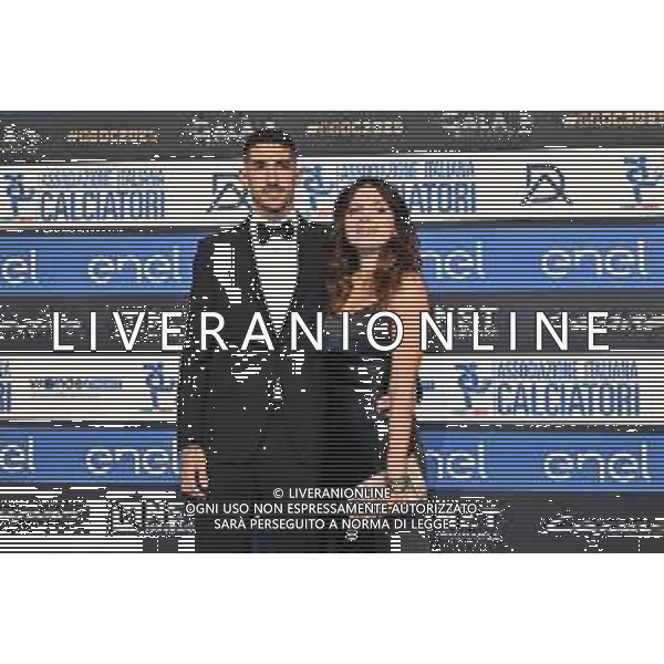 TVRG Gala Calcio 2025 nella foto Alessandro Deiola (Cagliari) e Debora Frau Milano 01-12-2025 Gran Gala del Calcio 2025, l\'appuntamento organizzato dall\'AIC Associazione Italiana Calciatori per premiare i protagonisti della stagione 2024-2025 foto Roberto Garavaglia/ag. Aldo Liverani sas