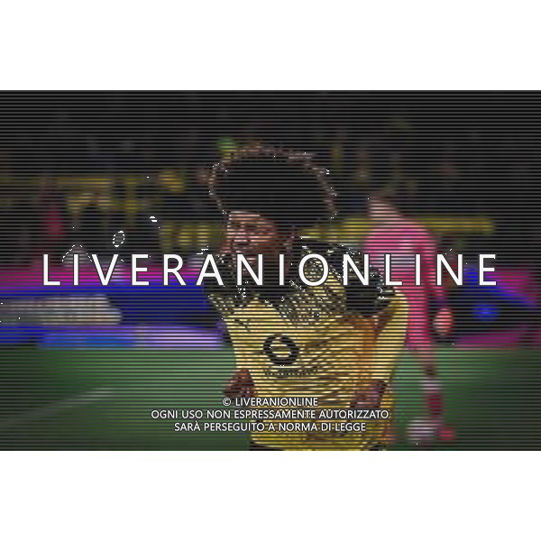 Torjubel zum 3:2 durch Karim Adeyemi #27 (Borussia Dortmund), Borussia Dortmund vs. VfB Stuttgart, Fussball, 1. Bundesliga, 11. Spieltag, 22.11.2025 DFB regulations prohibit any use of photographs as image sequences and/or quasi-video / action press AG KARMAPRESS-AG ALDO LIVERANI SAS