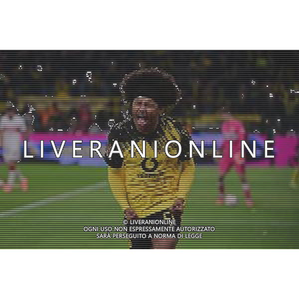 Torjubel zum 3:2 durch Karim Adeyemi #27 (Borussia Dortmund), Borussia Dortmund vs. VfB Stuttgart, Fussball, 1. Bundesliga, 11. Spieltag, 22.11.2025 DFB regulations prohibit any use of photographs as image sequences and/or quasi-video / action press AG KARMAPRESS-AG ALDO LIVERANI SAS