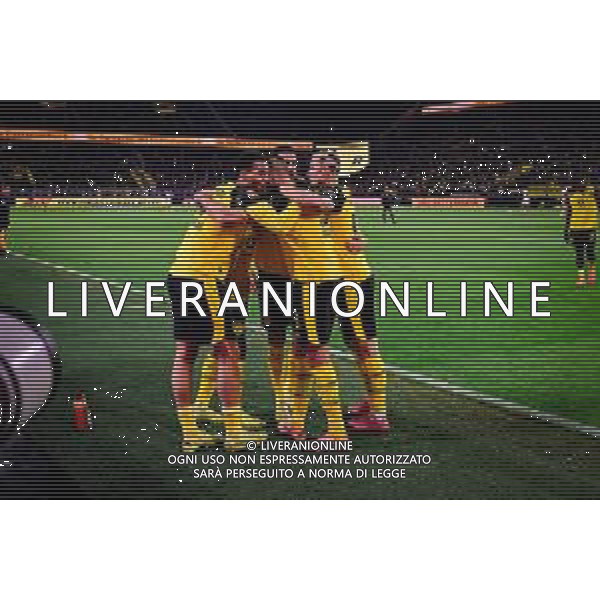 Torjubel zum 3:2 durch Karim Adeyemi #27 (Borussia Dortmund), Borussia Dortmund vs. VfB Stuttgart, Fussball, 1. Bundesliga, 11. Spieltag, 22.11.2025 DFB regulations prohibit any use of photographs as image sequences and/or quasi-video / action press AG KARMAPRESS-AG ALDO LIVERANI SAS