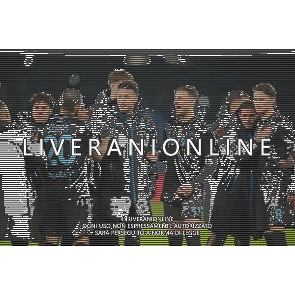 TVPM Napoli, Cagliari, Coppa Italia Nella Foto: esultanza fine gara Napoli Foto Mosca, Ag.Liverani -TVPM Napoli - Cagliari Coppa Italia Ottavi di Finale 03.12.2025