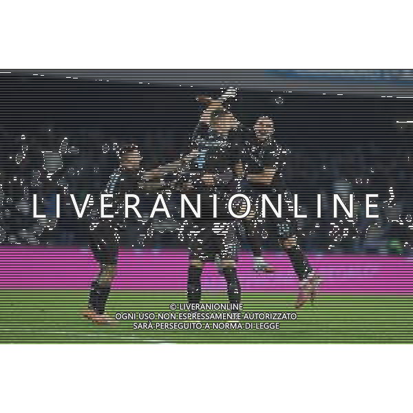 TVPM Napoli, Cagliari, Coppa Italia Nella Foto: esultanza fine gara Napoli Foto Mosca, Ag.Liverani -TVPM Napoli - Cagliari Coppa Italia Ottavi di Finale 03.12.2025