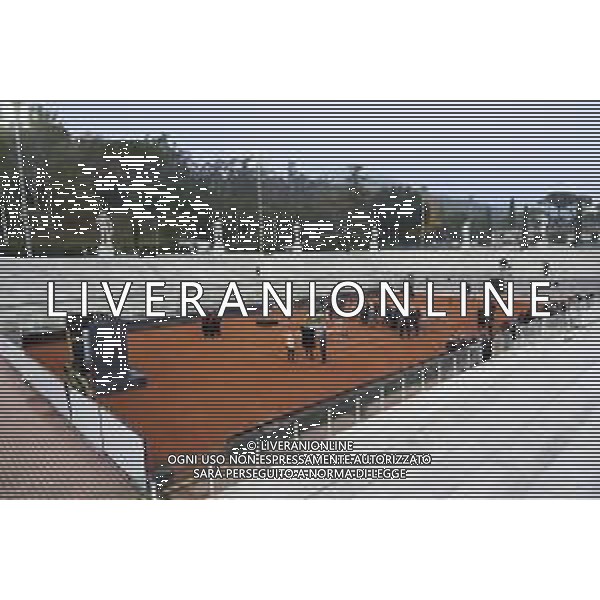 Roma 03 Dicembre 2025 Camera Ardente in onore di Nicola Pietrangeli, allestita al Foro Italico di Roma nello stadio a lui nominato. Nella Foto: il feretro Foto Credit: Andrea Bracaglia- AGENZIA ALDO LIVERANI SAS