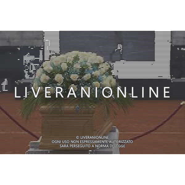 Roma 03 Dicembre 2025 Camera Ardente in onore di Nicola Pietrangeli, allestita al Foro Italico di Roma nello stadio a lui nominato. Nella Foto: il feretro Foto Credit: Andrea Bracaglia- AGENZIA ALDO LIVERANI SAS