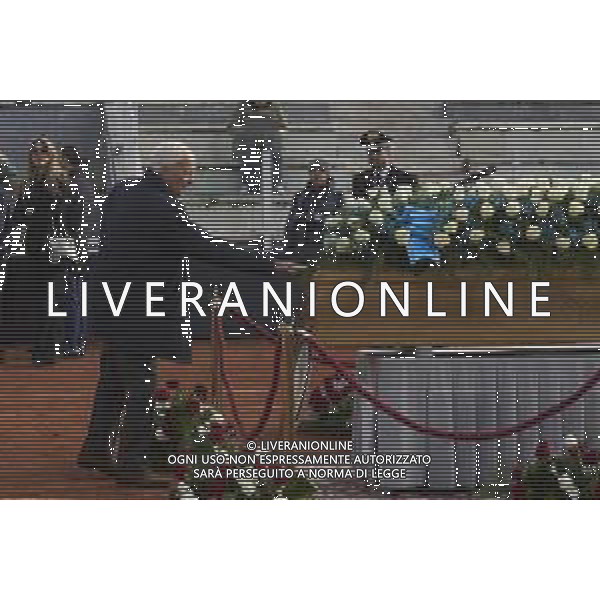 Roma 03 Dicembre 2025 Camera Ardente in onore di Nicola Pietrangeli, allestita al Foro Italico di Roma nello stadio a lui nominato. Nella Foto: il feretro Foto Credit: Andrea Bracaglia- AGENZIA ALDO LIVERANI SAS