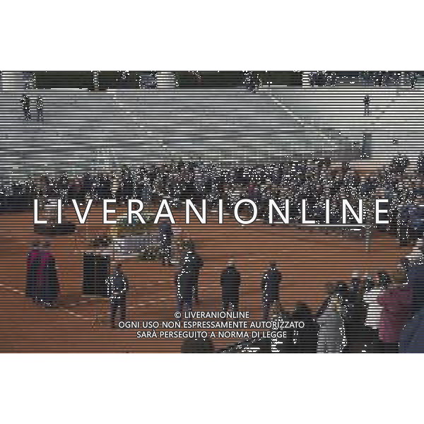 Roma 03 Dicembre 2025 Camera Ardente in onore di Nicola Pietrangeli, allestita al Foro Italico di Roma nello stadio a lui nominato. Nella Foto: Marco Pietrangeli, Filippo Pietrangeli, Angelo Binaghi Foto Credit: Andrea Bracaglia- AGENZIA ALDO LIVERANI SAS