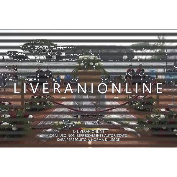 Roma 03 Dicembre 2025 Camera Ardente in onore di Nicola Pietrangeli, allestita al Foro Italico di Roma nello stadio a lui nominato. Nella Foto: il feretro Foto Credit: Andrea Bracaglia- AGENZIA ALDO LIVERANI SAS