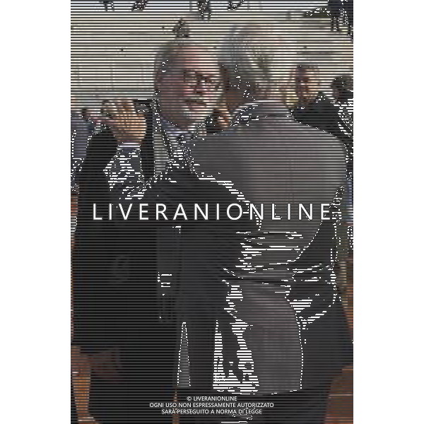 Roma 03 Dicembre 2025 Camera Ardente in onore di Nicola Pietrangeli, allestita al Foro Italico di Roma nello stadio a lui nominato. Nella Foto: Andrea Abodi, Filippo Pietrangeli Foto Credit: Andrea Bracaglia- AGENZIA ALDO LIVERANI SAS