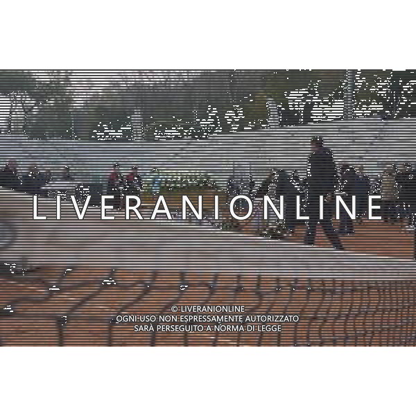 Roma 03 Dicembre 2025 Camera Ardente in onore di Nicola Pietrangeli, allestita al Foro Italico di Roma nello stadio a lui nominato. Nella Foto: il feretro Foto Credit: Andrea Bracaglia- AGENZIA ALDO LIVERANI SAS