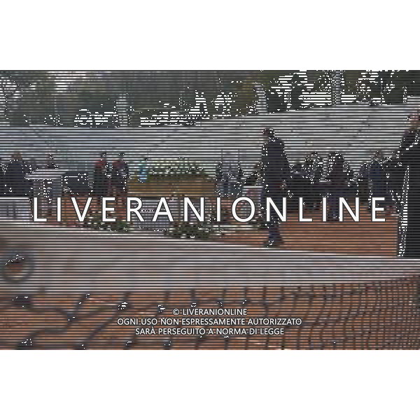 Roma 03 Dicembre 2025 Camera Ardente in onore di Nicola Pietrangeli, allestita al Foro Italico di Roma nello stadio a lui nominato. Nella Foto: il feretro Foto Credit: Andrea Bracaglia- AGENZIA ALDO LIVERANI SAS