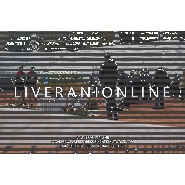 Roma 03 Dicembre 2025 Camera Ardente in onore di Nicola Pietrangeli, allestita al Foro Italico di Roma nello stadio a lui nominato. Nella Foto: il feretro Foto Credit: Andrea Bracaglia- AGENZIA ALDO LIVERANI SAS