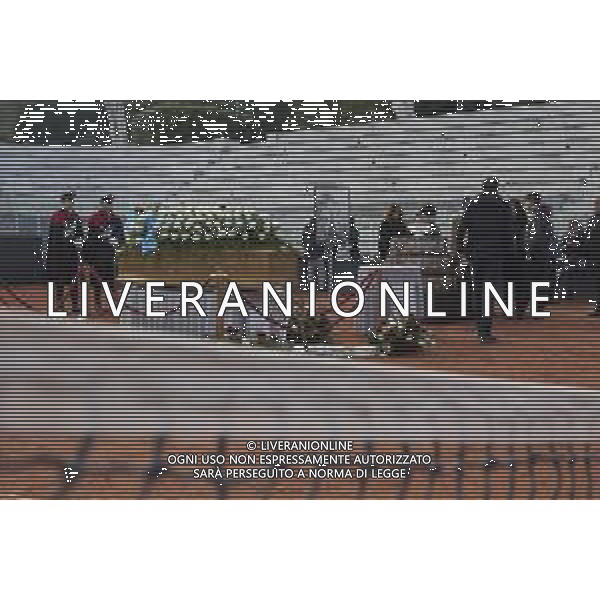 Roma 03 Dicembre 2025 Camera Ardente in onore di Nicola Pietrangeli, allestita al Foro Italico di Roma nello stadio a lui nominato. Nella Foto: il feretro Foto Credit: Andrea Bracaglia- AGENZIA ALDO LIVERANI SAS