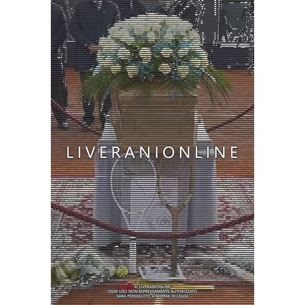 Roma 03 Dicembre 2025 Camera Ardente in onore di Nicola Pietrangeli, allestita al Foro Italico di Roma nello stadio a lui nominato. Nella Foto: il feretro Foto Credit: Andrea Bracaglia- AGENZIA ALDO LIVERANI SAS