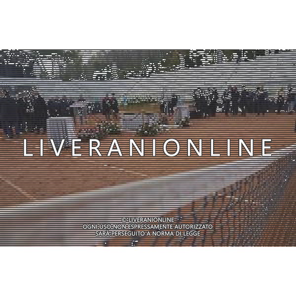 Roma 03 Dicembre 2025 Camera Ardente in onore di Nicola Pietrangeli, allestita al Foro Italico di Roma nello stadio a lui nominato. Nella Foto: il feretro Foto Credit: Andrea Bracaglia- AGENZIA ALDO LIVERANI SAS