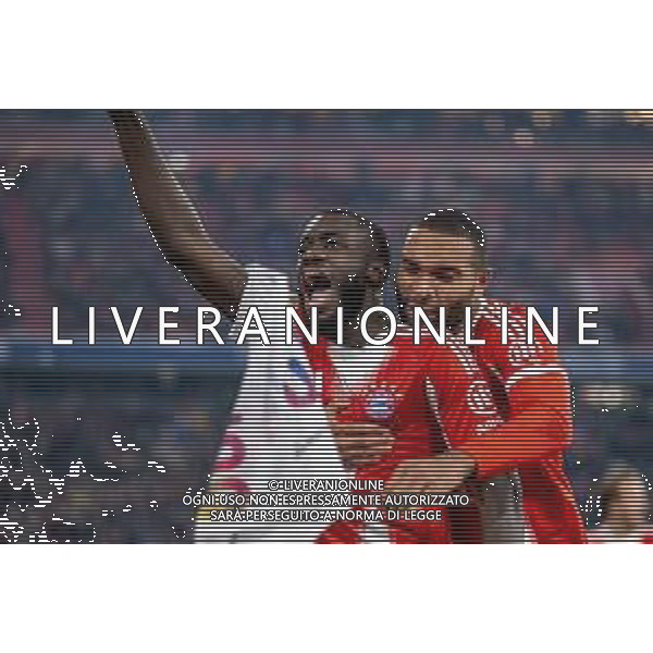 Dayot Upamecano #2 (FC Bayern Muenchen) Torjubel zum 3:2, Jonathan Tah #4 (FC Bayern Muenchen), FC Bayern Muenchen - SC Freiburg, Fussball, Bundesliga, 11. Spieltag, 22.11.2025 DFB regulations prohibit any use of photographs as image sequences and/or quasi-video / action press AG KARMAPRESS-AG ALDO LIVERANI SAS