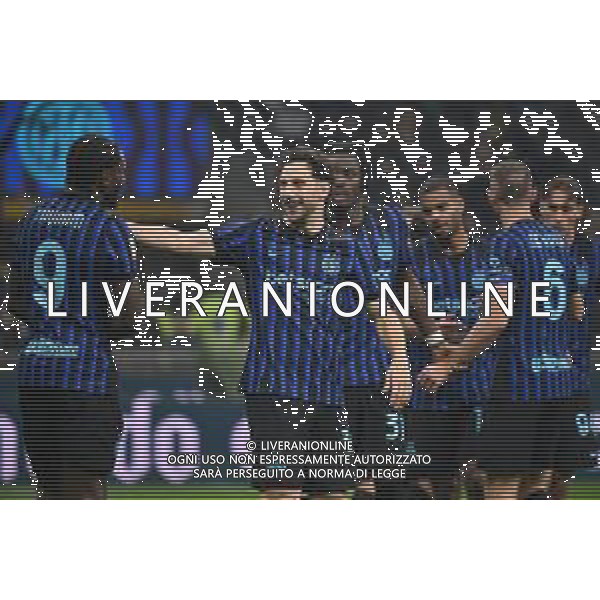 Inter vs Venezia nella foto giocatori Inter esultanza dopo il gol del 4 a 0 Milano 03-12-2025 Stadio Giuseppe Meazza - San Siro Inter vs Venezia Coppa Italia Frecciarossa - ottavi di finale foto Roberto Garavaglia/Agenzia Aldo Liverani sas