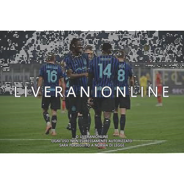 Inter vs Venezia nella foto giocatori Inter esultanza dopo il gol del 5 a 1 Milano 03-12-2025 Stadio Giuseppe Meazza - San Siro Inter vs Venezia Coppa Italia Frecciarossa - ottavi di finale foto Roberto Garavaglia/Agenzia Aldo Liverani sas