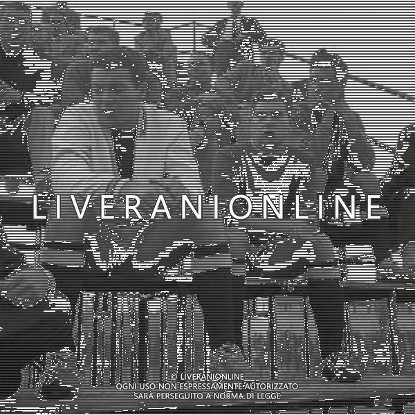 NEG-RETROSPETTIVA NICOLA PIETRANGELI TENNIS NELLA FOTO NICOLA PIETRANGELI CON FULVIO BERNARDINI -LOVATI E CANESTRI ANNI 1950-60 FOTO SANDRO VESPASIANI-AG ALDO LIVERANI SAS