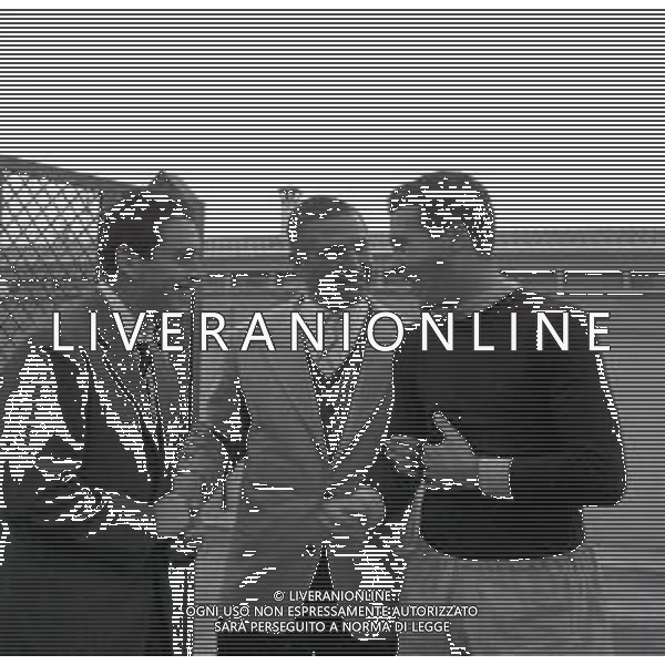 NEG-RETROSPETTIVA NICOLA PIETRANGELI TENNIS NELLA FOTO NICOLA PIETRANGELI CON FULVIO BERNARDINI -LOVATI E CANESTRI ANNI 1950-60 FOTO SANDRO VESPASIANI-AG ALDO LIVERANI SAS