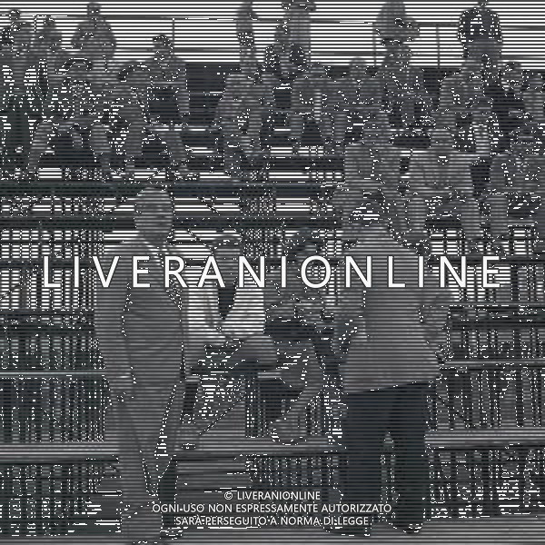 NEG-RETROSPETTIVA NICOLA PIETRANGELI TENNIS NELLA FOTO NICOLA PIETRANGELI CON FULVIO BERNARDINI -LOVATI E CANESTRI ANNI 1950-60 FOTO SANDRO VESPASIANI-AG ALDO LIVERANI SAS